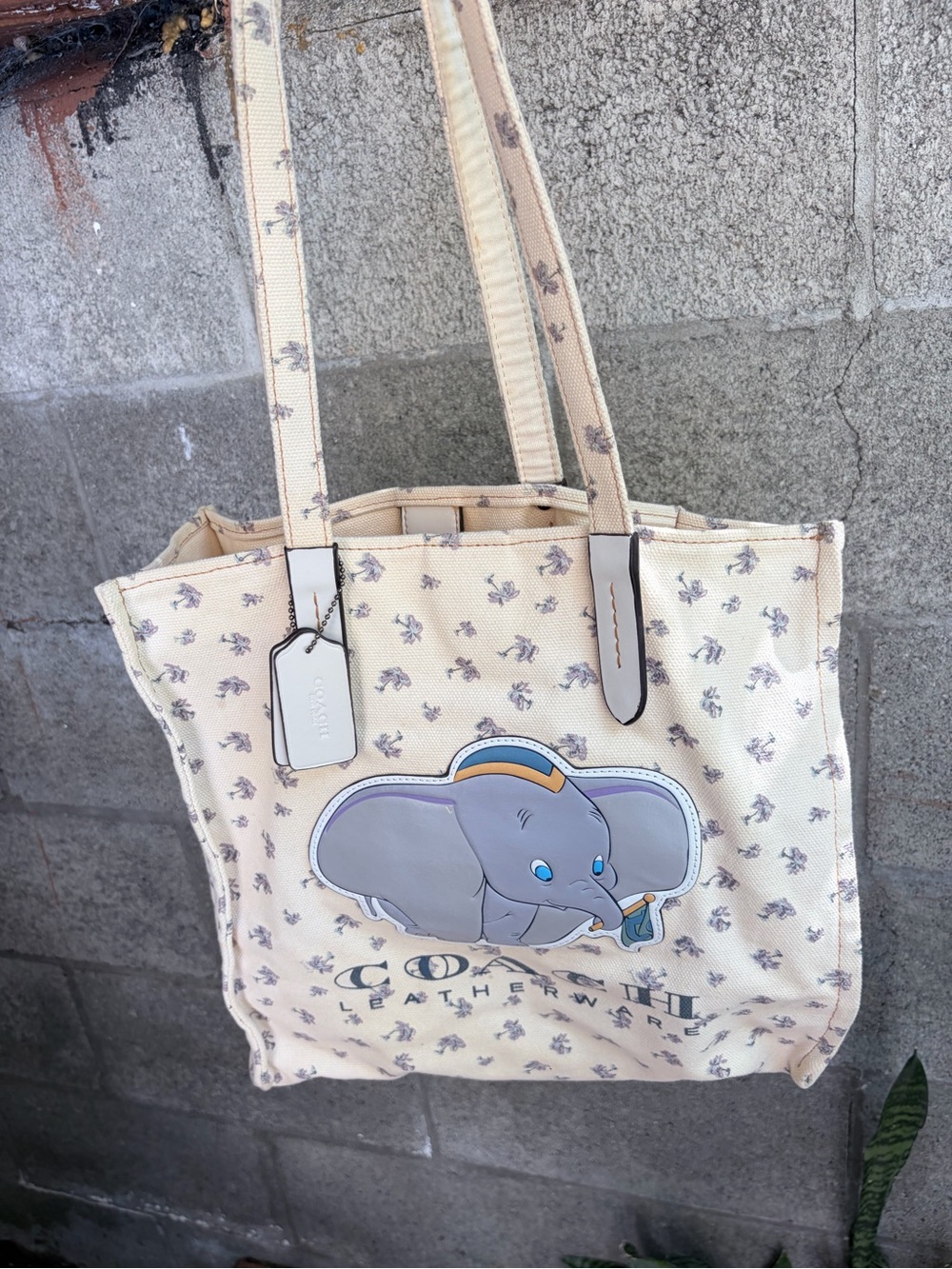 Coach Beige Canvas Tote with Dumbo Motif